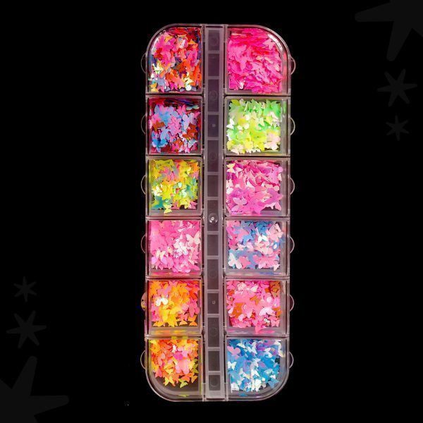 Confeti uñas mariposas